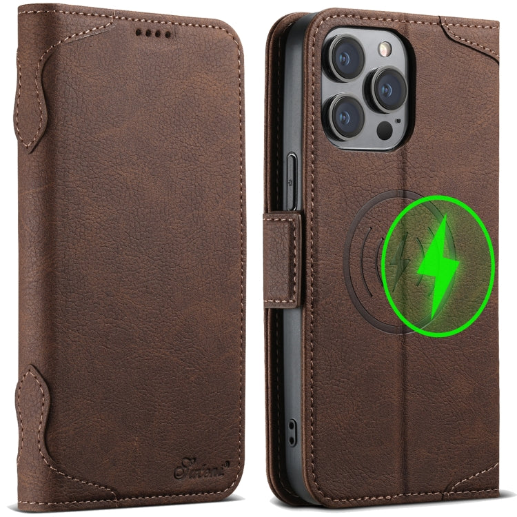For iPhone 15 Pro Max SUTENI J07 Multifunctional Horizontal Flip Magsafe Leather Phone Case(Brown)