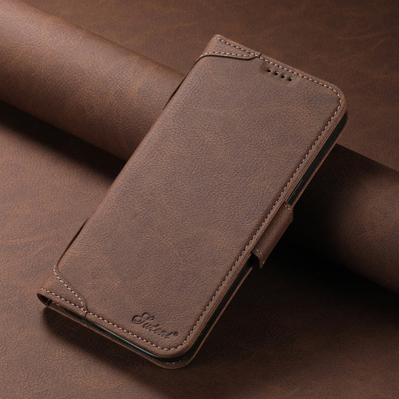 For iPhone 15 Pro Max SUTENI J07 Multifunctional Horizontal Flip Magsafe Leather Phone Case(Brown)