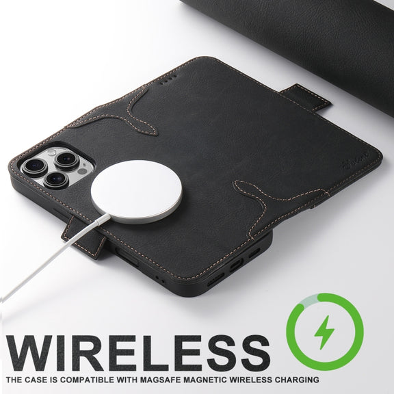 For iPhone 16 SUTENI J07 Multifunctional Horizontal Flip Magsafe Leather Phone Case(Black)