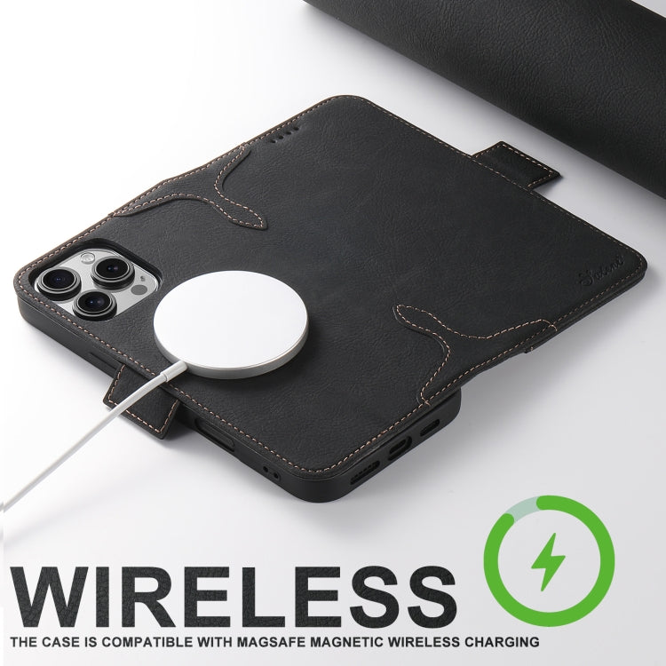 For iPhone 16 SUTENI J07 Multifunctional Horizontal Flip Magsafe Leather Phone Case(Black)
