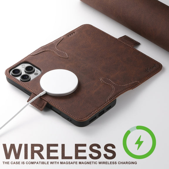 For iPhone 16 SUTENI J07 Multifunctional Horizontal Flip Magsafe Leather Phone Case(Brown)