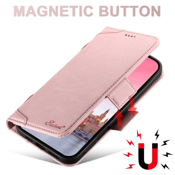 For iPhone 16 SUTENI J07 Multifunctional Horizontal Flip Magsafe Leather Phone Case(Pink)