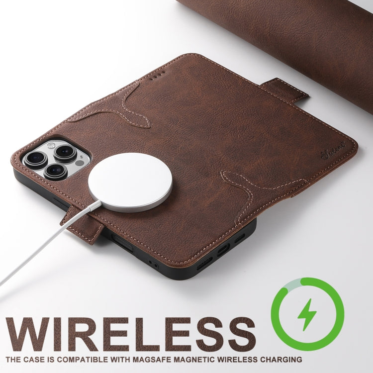 For iPhone 16 Pro SUTENI J07 Multifunctional Horizontal Flip Magsafe Leather Phone Case(Brown)