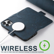 For iPhone 16 Plus SUTENI J07 Multifunctional Horizontal Flip Magsafe Leather Phone Case(Blue)