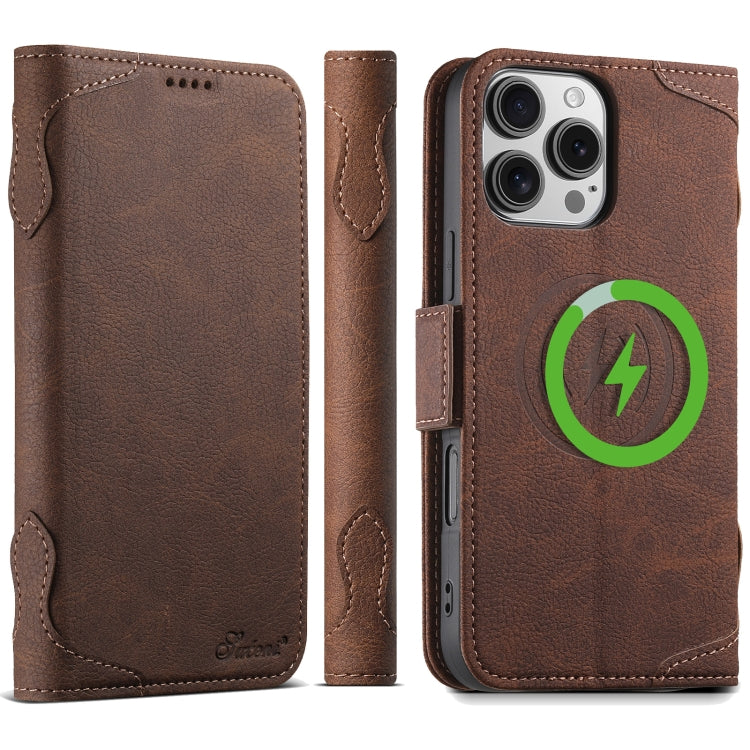 For iPhone 16 Pro Max SUTENI J07 Multifunctional Horizontal Flip Magsafe Leather Phone Case(Brown)