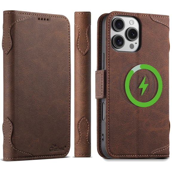 For iPhone 16 Pro Max SUTENI J07 Multifunctional Horizontal Flip Magsafe Leather Phone Case(Brown)