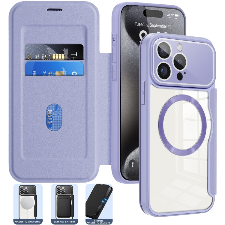 For iPhone 15 Plus Colored Shield MagSafe Magnetic RFID Anti-theft Leather Phone Case(Blue)