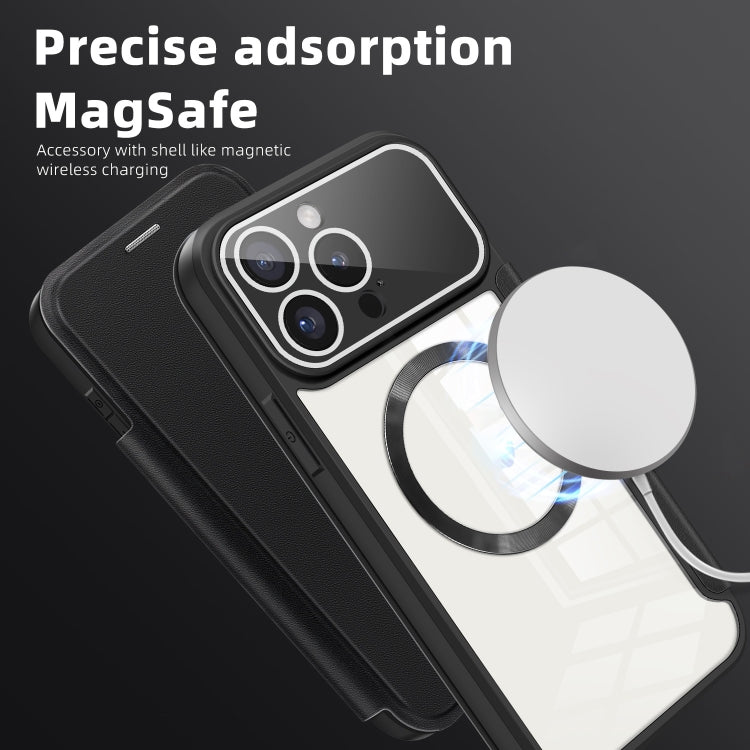 For iPhone 15 Pro Colored Shield MagSafe Magnetic RFID Anti-theft Leather Phone Case(Purple)