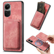 For OPPO Reno10 Global Retro Leather Card Bag Magnetic Phone Case(Pink) - OPPO Cases by PMC TechLife | Online Shopping South Africa | PMC TechLife | Buy Now Pay Later Mobicred