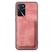For OPPO Reno9 5G Retro Leather Card Bag Magnetic Phone Case(Pink)