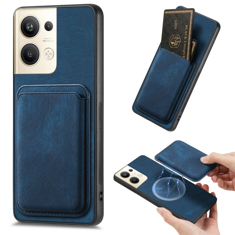 For OPPO Reno9 Pro+ 5G Retro Leather Card Bag Magnetic Phone Case(Blue)