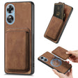 For OPPO A17 Retro Leather Card Bag Magnetic Phone Case(Brown) - OPPO Cases by PMC TechLife | Online Shopping South Africa | PMC TechLife | Buy Now Pay Later Mobicred