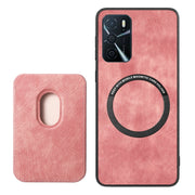 For OPPO A57 5G Retro Leather Card Bag Magnetic Phone Case(Pink)