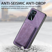 For OPPO A57 5G Retro Leather Card Bag Magnetic Phone Case(Purple)