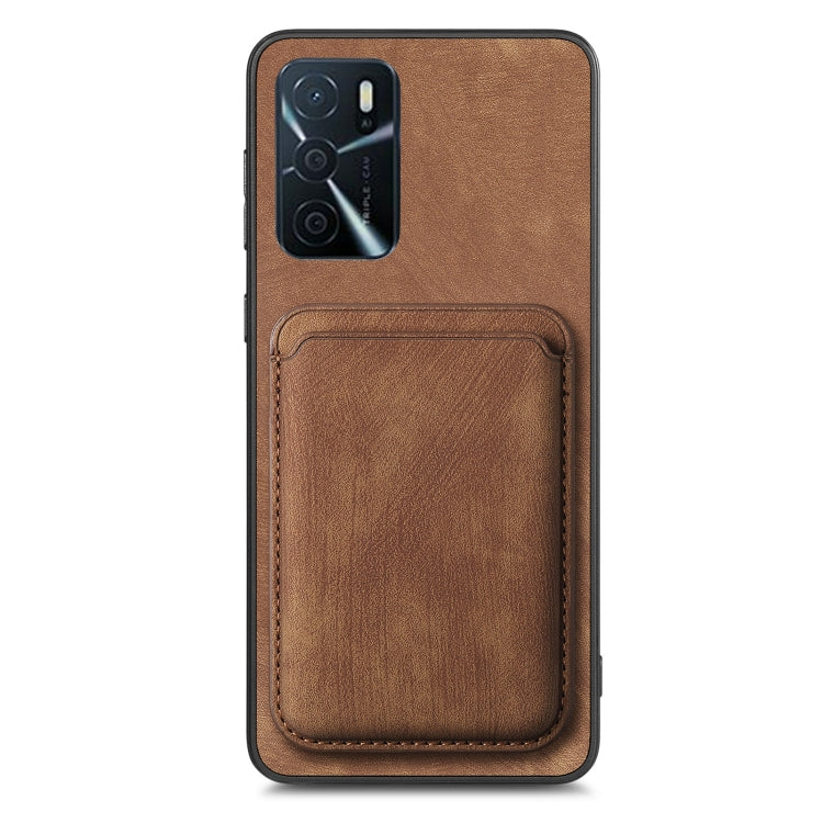 For OPPO Reno7 4G Retro Leather Card Bag Magnetic Phone Case(Brown)