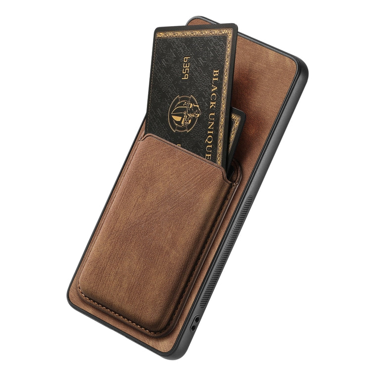 For OPPO Reno7 4G Retro Leather Card Bag Magnetic Phone Case(Brown)
