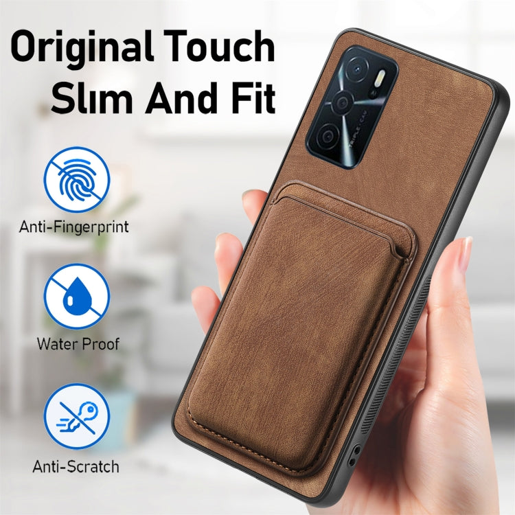 For OPPO Reno7 4G Retro Leather Card Bag Magnetic Phone Case(Brown)