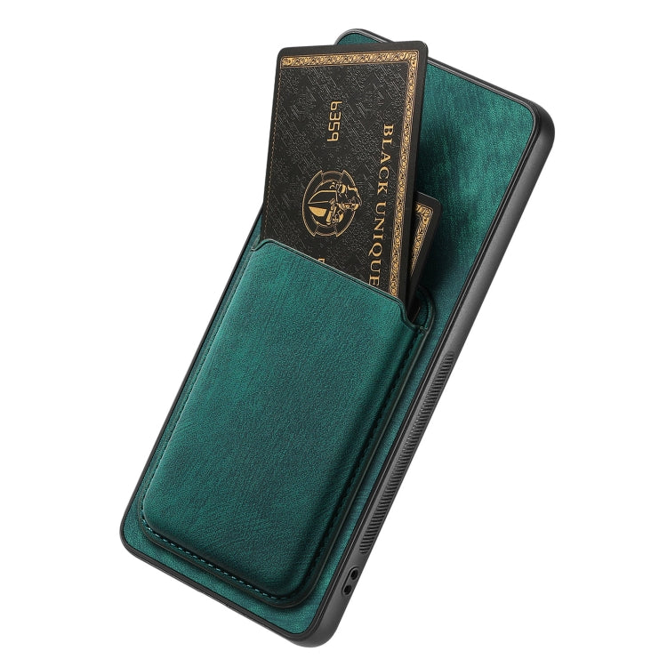 For OPPO Reno7 4G Retro Leather Card Bag Magnetic Phone Case(Green)