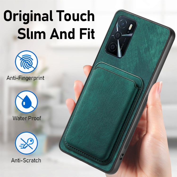 For OPPO Reno7 4G Retro Leather Card Bag Magnetic Phone Case(Green)