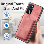 For OPPO Reno7 4G Retro Leather Card Bag Magnetic Phone Case(Pink)