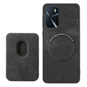 For OPPO Reno7 4G Retro Leather Card Bag Magnetic Phone Case(Black)