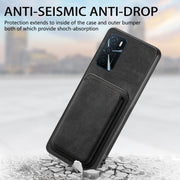 For OPPO Reno7 4G Retro Leather Card Bag Magnetic Phone Case(Black)