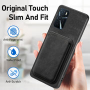 For OPPO Reno7 4G Retro Leather Card Bag Magnetic Phone Case(Black)
