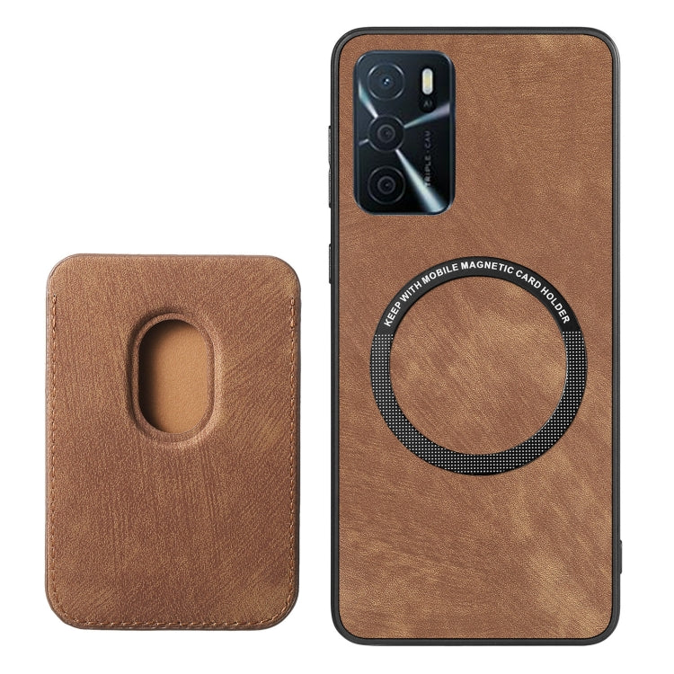 For OPPO Reno7 Pro 5G Retro Leather Card Bag Magnetic Phone Case(Brown)