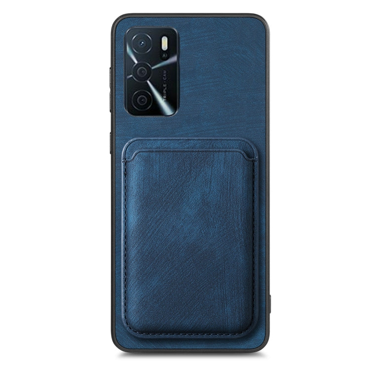 For OPPO Reno7 Pro 5G Retro Leather Card Bag Magnetic Phone Case(Blue)