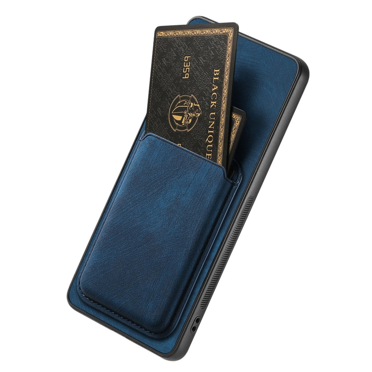 For OPPO Reno7 Pro 5G Retro Leather Card Bag Magnetic Phone Case(Blue)