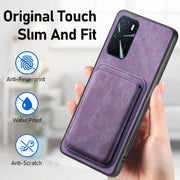 For OPPO A16K Retro Leather Card Bag Magnetic Phone Case(Purple)