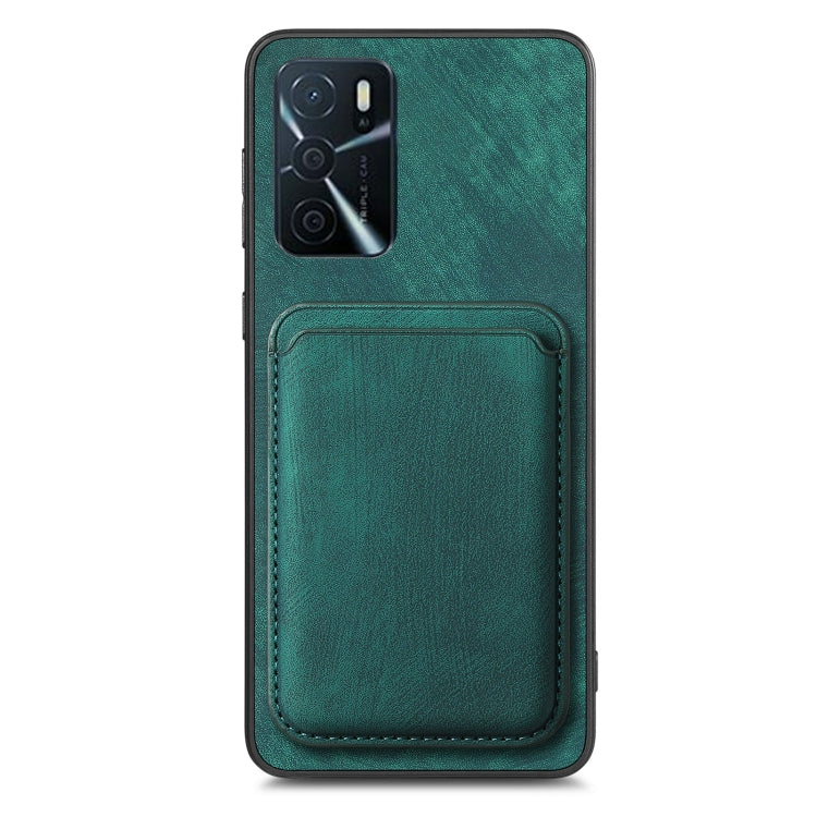 For OPPO F19 Retro Leather Card Bag Magnetic Phone Case(Green)