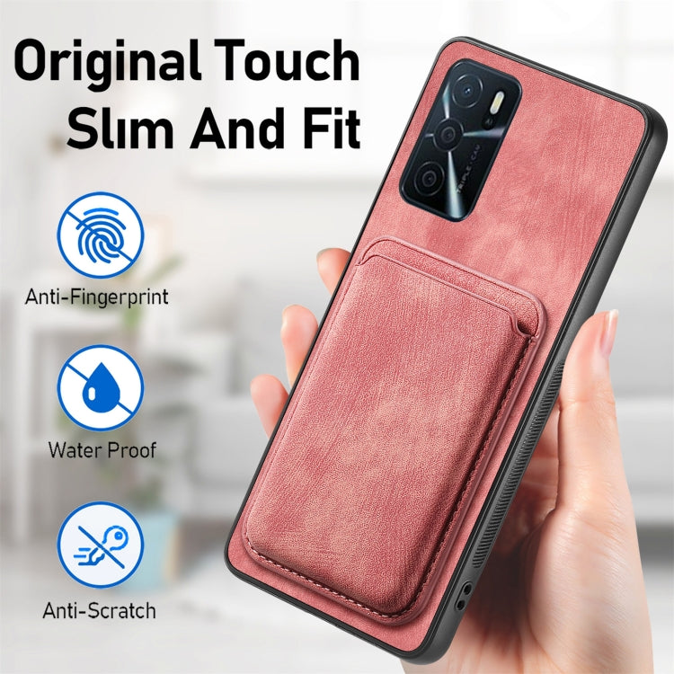 For OPPO A72 5G Retro Leather Card Bag Magnetic Phone Case(Pink)