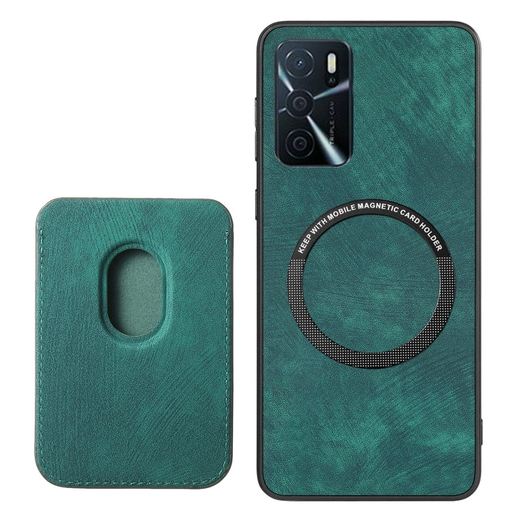 For OPPO A5 Retro Leather Card Bag Magnetic Phone Case(Green)
