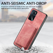 For OPPO A53 / A53S Retro Leather Card Bag Magnetic Phone Case(Pink)