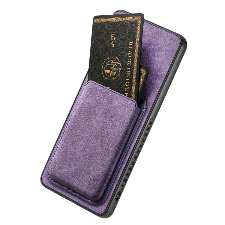 For OPPO A53 / A53S Retro Leather Card Bag Magnetic Phone Case(Purple)