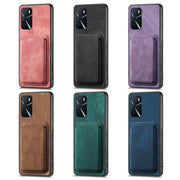 For OPPO A17K Retro Leather Card Bag Magnetic Phone Case(Brown)