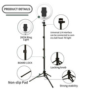 JMARY FM-536A 10 inch Ring Live Fill Light Streaming Stand Beauty Light Set