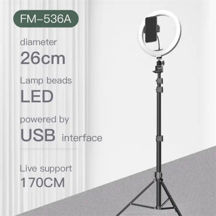 JMARY FM-536A 10 inch Ring Live Fill Light Streaming Stand Beauty Light Set