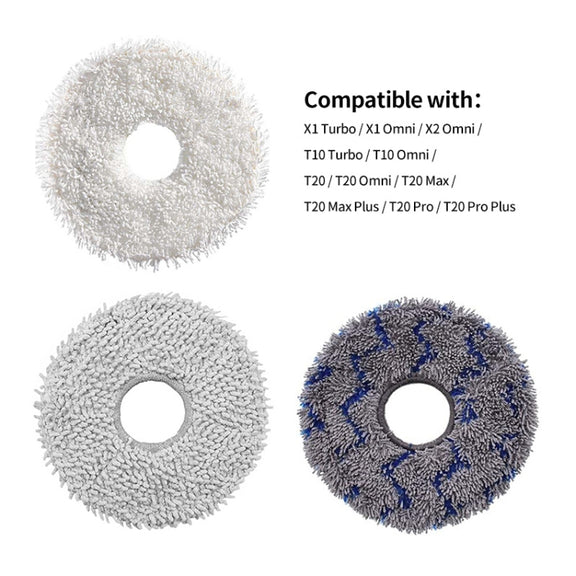 JUNSUNMAY 4pcs Washable Mop Pads Replacement for ECOVACS DEEBOT X1 Turbo / X2 Omni / T20 Pro(Grey+Blue Grey)
