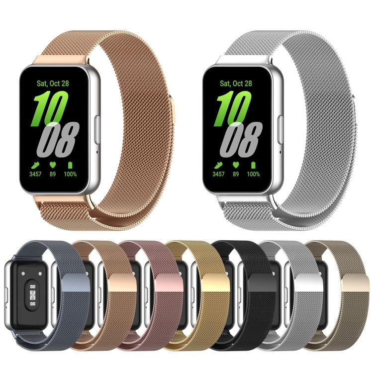 For Samsung Galaxy Fit 3 Milanese Metal Steel Mesh Watch Band(Gold)