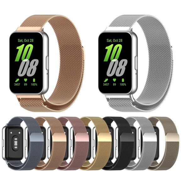 For Samsung Galaxy Fit 3 Milanese Metal Steel Mesh Watch Band(Gold)
