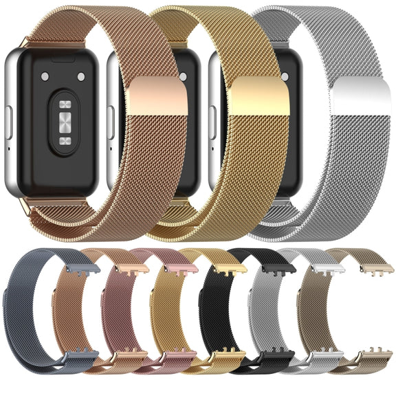 For Samsung Galaxy Fit 3 Milanese Metal Steel Mesh Watch Band(Gold)