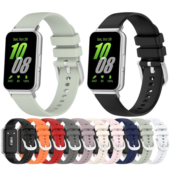 For Samsung Galaxy Fit 3 SM-R390 Metal Connector Liquid Glossy Silicone Watch Band(Light Pink)