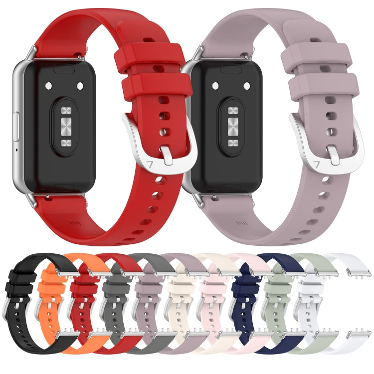 For Samsung Galaxy Fit 3 SM-R390 Metal Connector Liquid Glossy Silicone Watch Band(Light Pink)