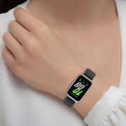 For Samsung Galaxy Fit 3 SM-R390 Metal Connector Liquid Glossy Silicone Watch Band(Light Pink)