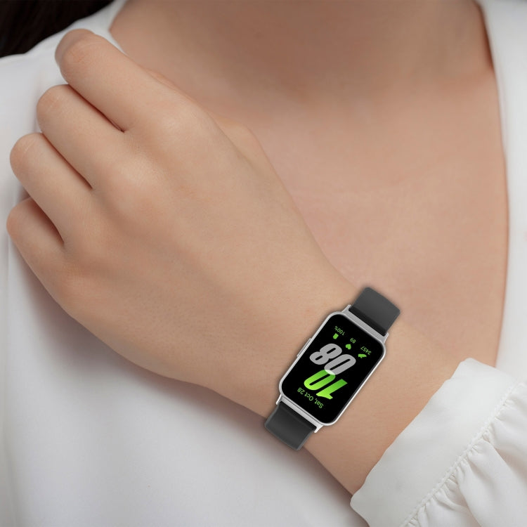 For Samsung Galaxy Fit 3 SM-R390 Metal Connector Liquid Glossy Silicone Watch Band(Light Pink)