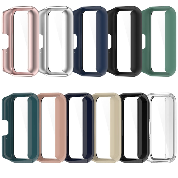 For Samsung Galaxy Fit 3 SM-R390 PC + Tempered Glass Film Integrated Watch Protective Case(Ink Blue)