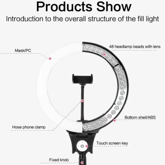 JMARY FM-12R Photography LED Fill Light 12-inch Video Recording Ring Light(EU Plug)
