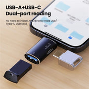 JS-103 8 Pin Male to USB+Type-C Female OTG Adapter(Black)